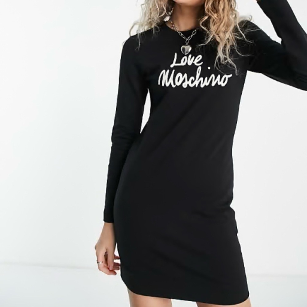 Love Moschino Fitted Black Long Sleeve Dress Size US 2